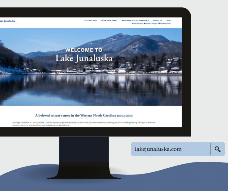 Graphic of Lake Junaluska Website winter homepage