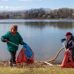 Volunteers picked up trash along the lakeshore